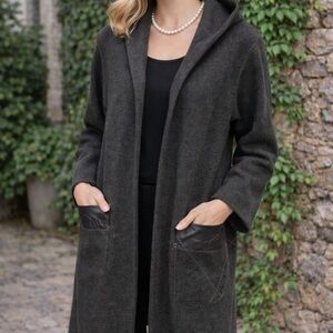 RICKIE FREEMAN TERI JOHN KNITWEAR Brown Wool Duster Cardigan, M